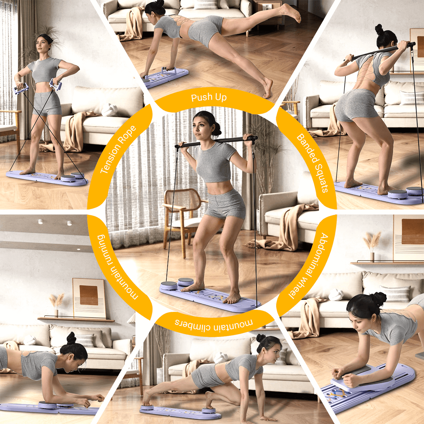 Pilates Reformer Sets Pilates Board 6in1 Multifunctional Abdominal core Trainer Workout Equipment,Exercise Board Foldable Ab Board Trainer Pilates Exercise Machine