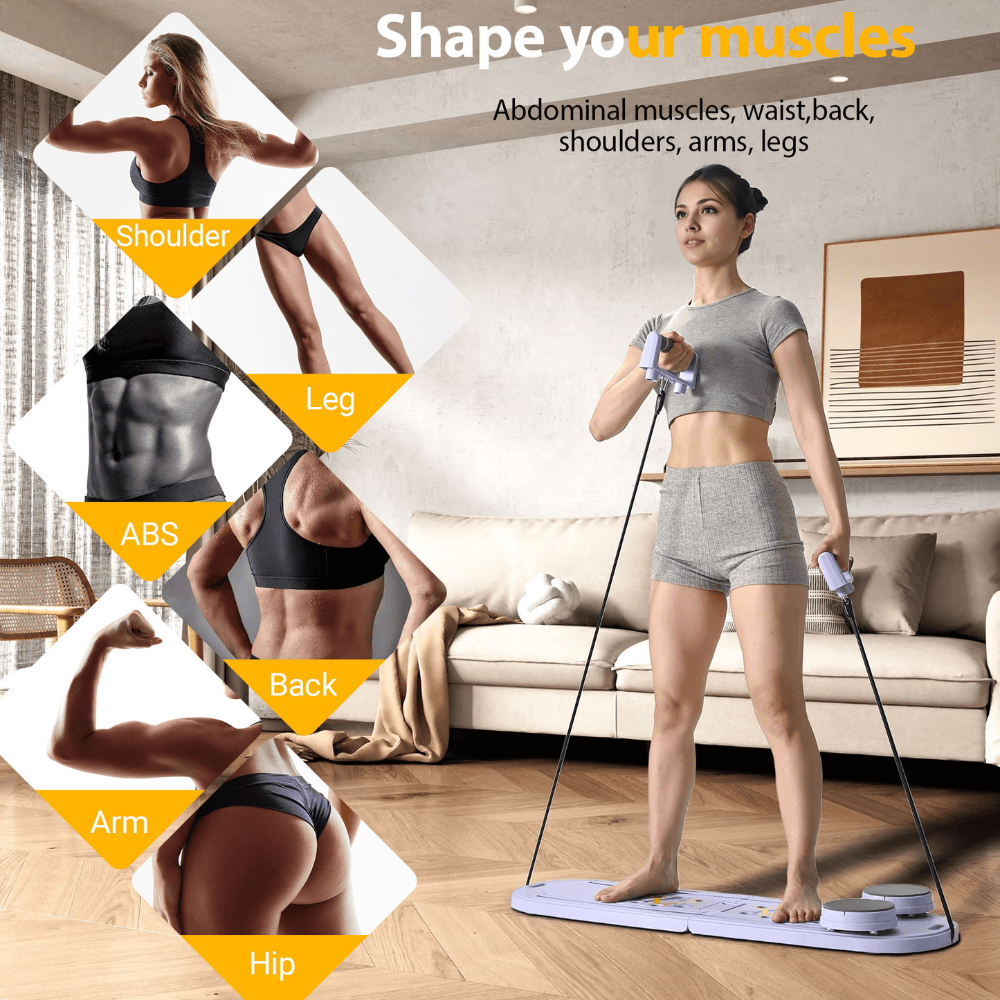 Pilates Reformer Sets Pilates Board 6in1 Multifunctional Abdominal core Trainer Workout Equipment,Exercise Board Foldable Ab Board Trainer Pilates Exercise Machine