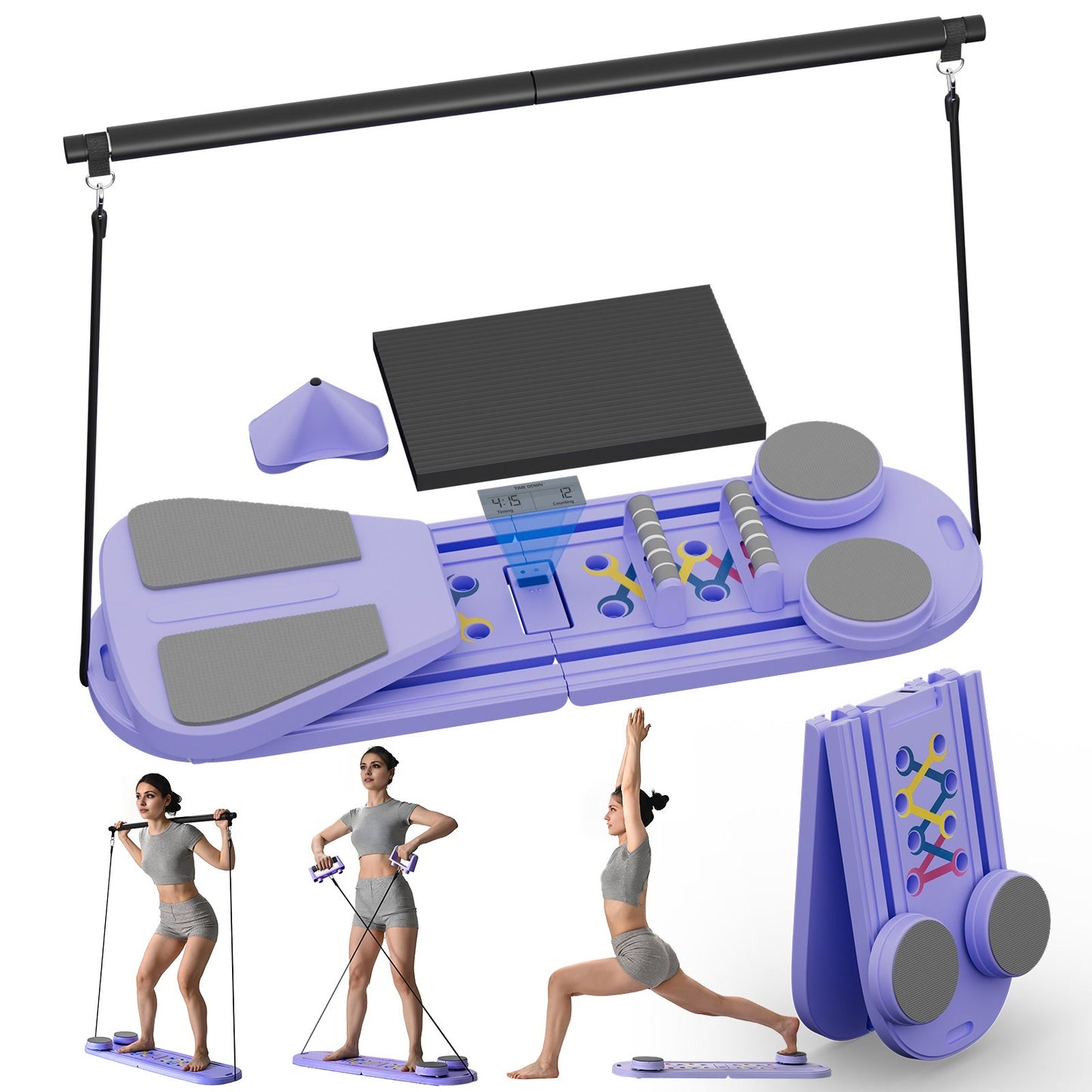 Pilates Reformer Sets Pilates Board 6in1 Multifunctional Abdominal core Trainer Workout Equipment,Exercise Board Foldable Ab Board Trainer Pilates Exercise Machine